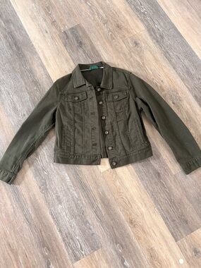 L.L. Bean Dark Green denim jacket with Sewn Brand Tag